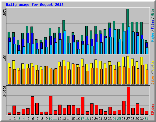 Daily usage for August 2013