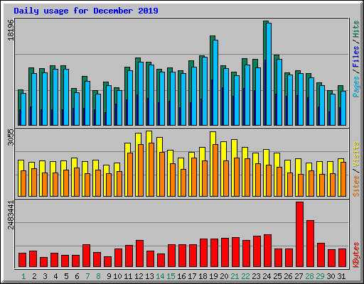 Daily usage for December 2019