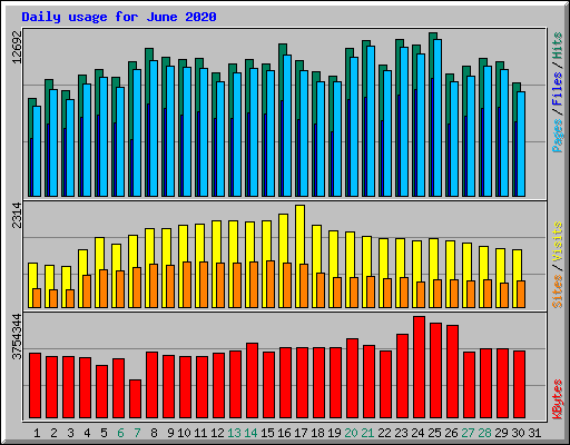 Daily usage for June 2020