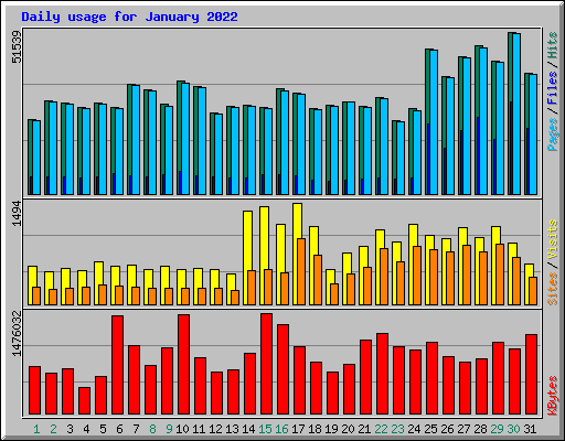 Daily usage for January 2022