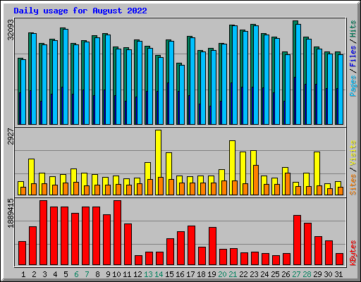 Daily usage for August 2022