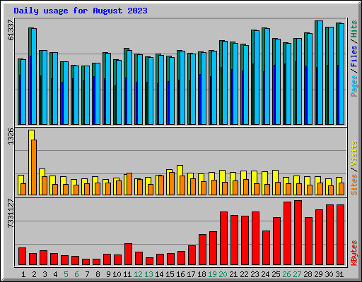 Daily usage for August 2023