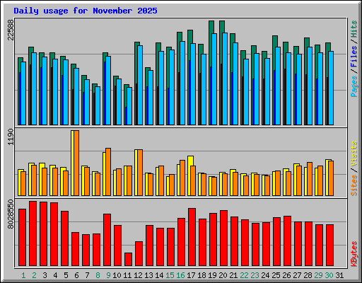 Daily usage for November 2025