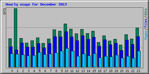 Hourly usage for December 2013