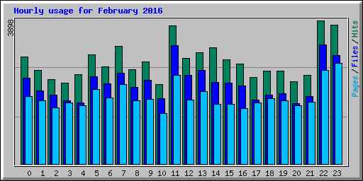 Hourly usage for February 2016